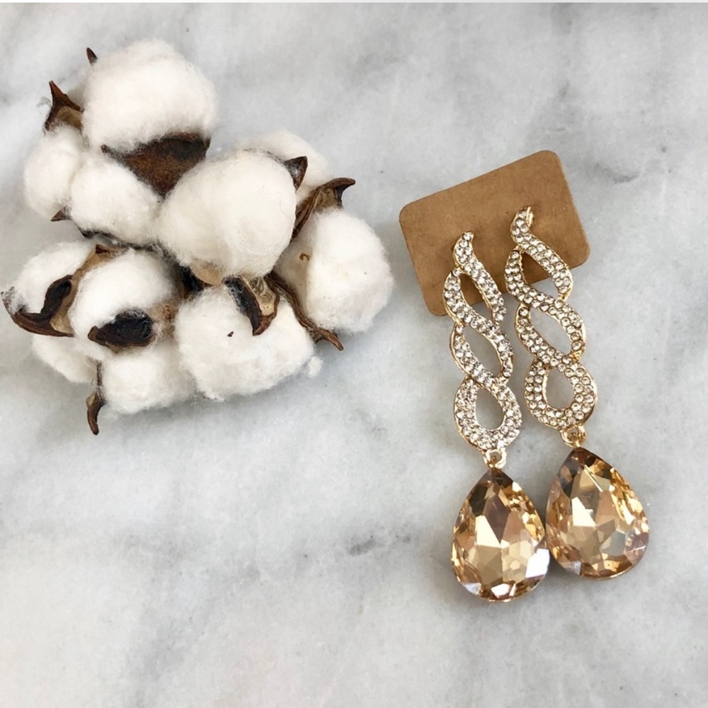 Champagne Gold Teardrop Formal Earrings